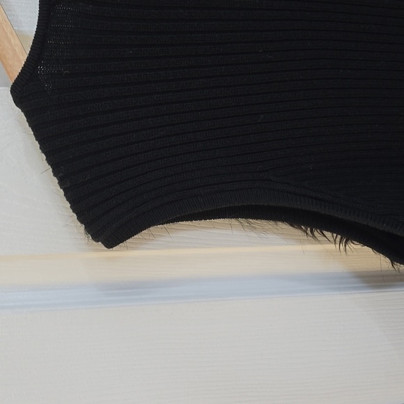 Kikit Studio Maurice Sasson Women's Faux Fur Vest Black Tan Ribbed Back Size XL - Picture 10 of 15